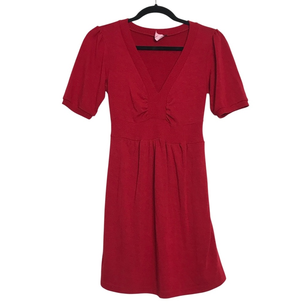 Vintage Candy Rain Preppy Y2K Red Tie Waist Long Line Babydoll Top Womens Size L